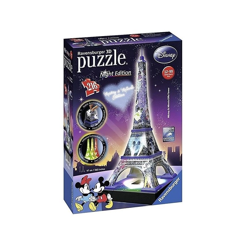 Effiel Tower at Night Mickey & Minnie Edition 216 pc 3D Puzzle